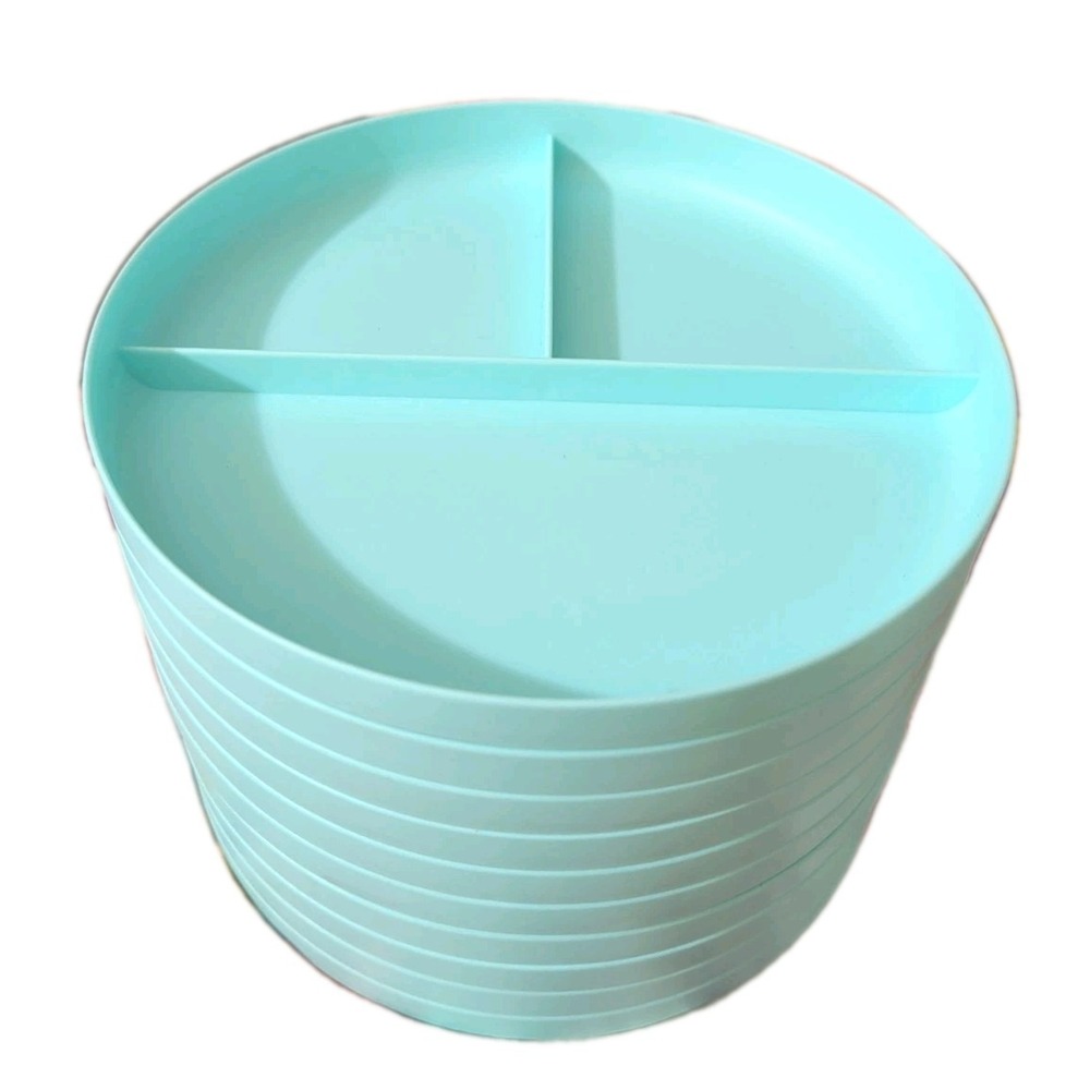 Lot of 10 Round Blue Divided Plates 7" Pillowfort Target BPA Free